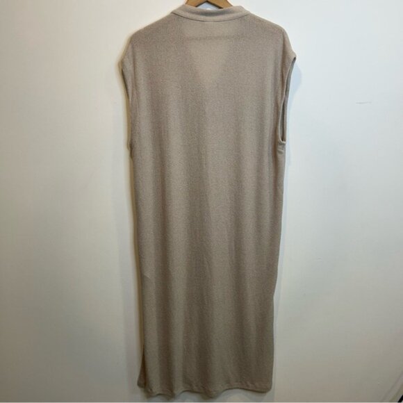 H&M Beige Knit Loose Fit Sleeveless Midi Dress V-Neck Semi Sheer Beige - Picture 10 of 10